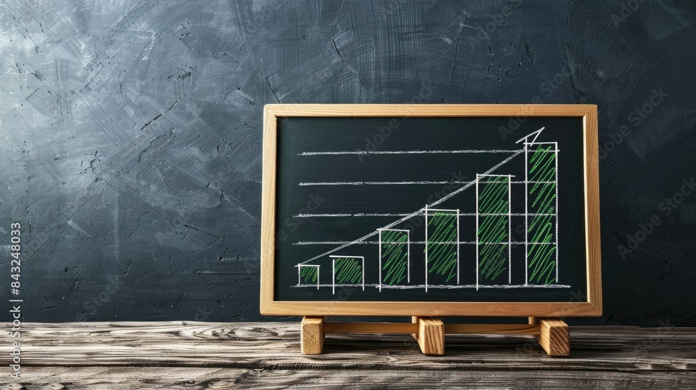 Poster chalkboard showing achievement of goals with green color and an empty blackboard