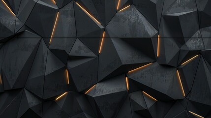 Sleek black backdrop adorned with shapes. Abstract background. High Resolution.