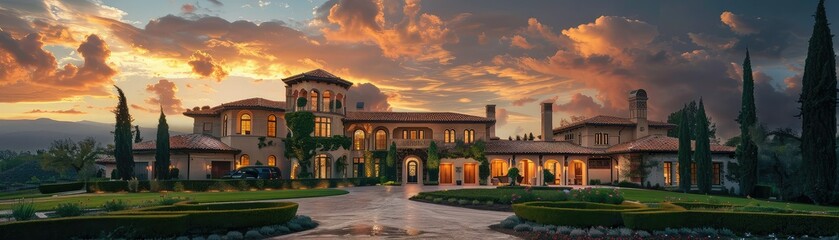 Luxury villa with pool and beautiful landscape.