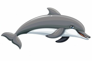 Fototapeta premium Illustration of cute dolphin cartoon smiling on white background 