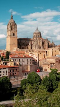 Beautiful Salamanca - Aerial view of an historic medieval town in Castilla y Le&oacute;n, Spain, Europe.