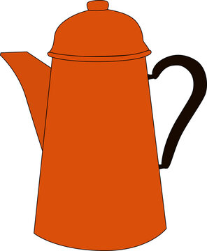 Teapot isolated on white background. Illustration of orange poci