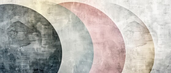 Abstract, minimalist, geometric shapes in muted pastel colors, smooth gradients, fading from light to dark