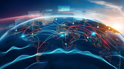 AI Brain Network Global Connectivity Concept technology background