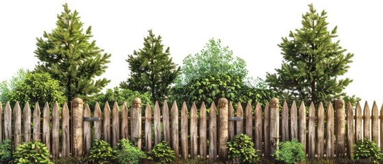 fence stands alone against a white backdrop, highlighting its role as a boundary marker