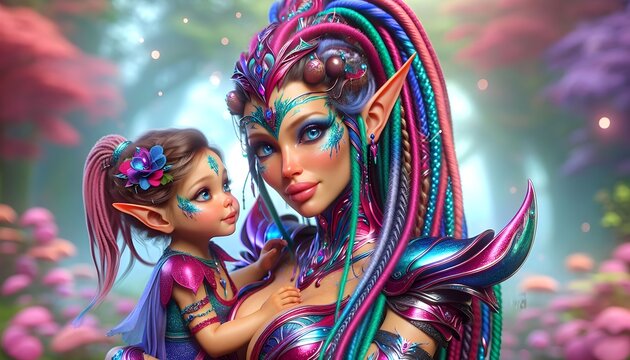 Ilustraci&oacute;n 3D cuento de hadas, hada/elfi, hada, elfi, elfa, elfo, d&iacute;a de la madre, mujer guerrera, de pel&iacute;cula, para ni&ntilde;os, infantil