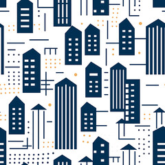 Skyscraper line drawing, seamless pattern, the simple beauty of backgrounds for graphics