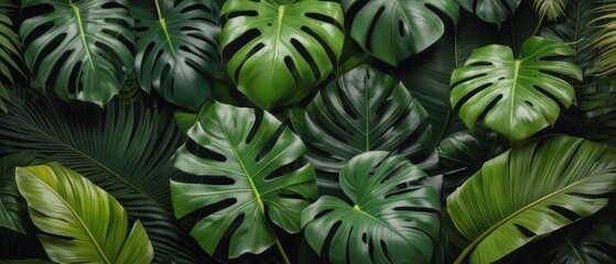 Fototapeta premium tropical forest leaf background. tropical leaves backdrop