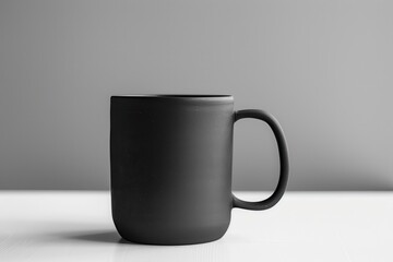 Obraz premium black ceramic mug on a gray background