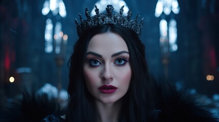 dark fantasy queen with crown and dramatic makeup