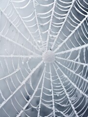Obraz premium Intricate Frost-Covered Spider Web