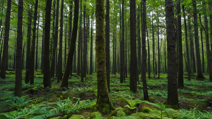 Trees flourishing in a forest