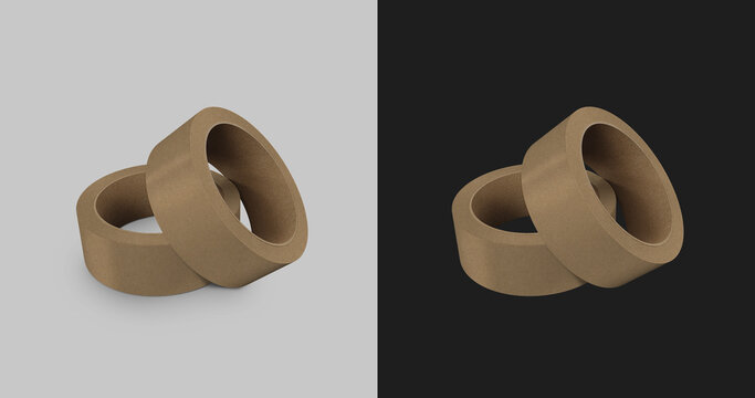 Adhesive Brown Tape Roll. Packing Tape. 3D Illustration. 