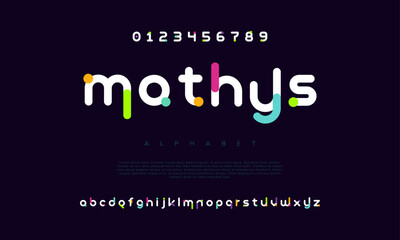 Mathys creative geometric modern urban alphabet font. Digital abstract futuristic, fashion, sport, minimal technology typography. Simple numeric vector illustration