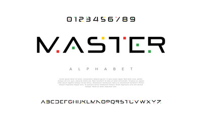 Master creative geometric modern urban alphabet font. Digital abstract futuristic, fashion, sport, minimal technology typography. Simple numeric vector illustration