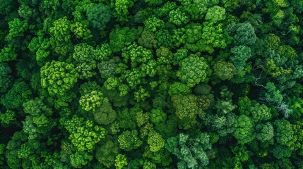 Aerial view of a dense green forest 