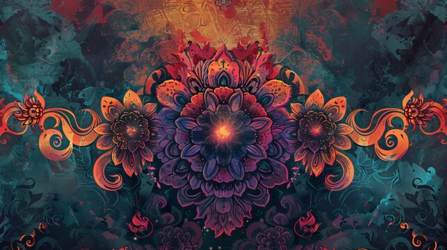 Vibrant Floral Pattern for Psychedelic And Boho Designs