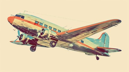 Vintage airplane illustration for travel or aviation themed designs