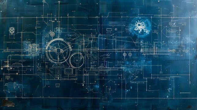 Vintage Blueprint Background For Industrial And Technology Designs