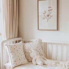 "Cozy Nursery Haven: Small White Bed in a Baby's Nursery"