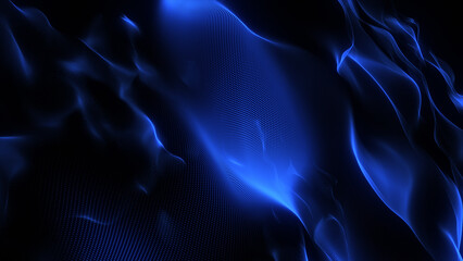 4K Digital cyberspace with particles and Digital data network connections. Abstract technology data flow, blue digital glowing grid, connection concept, big data, futuristic background, seamless loop