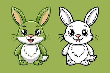 cute Rabbit different style vector illustration line art 