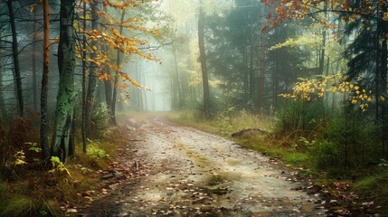 Fototapeta premium Moisture covering the forest path