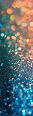 Obraz premium Abstract blurred bokeh lights background with shimmering blue and gold glitter, perfect for festive, celebration, or holiday design projects.