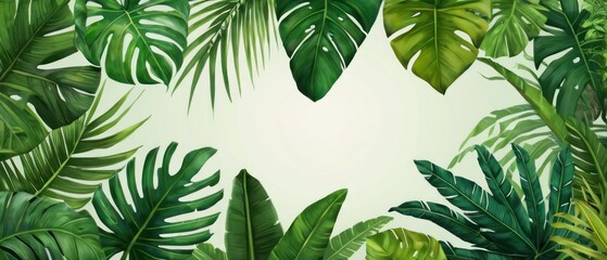 Naklejka premium tropical forest leaf background. tropical leaves backdrop