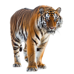 Obraz premium A tiger is walking on a white background