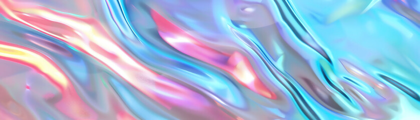 Obraz premium Abstract iridescent background with wavy, colorful marbled patterns in soft pastel shades of purple, pink, blue, and hints of gold.