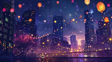 Obraz premium A New Year's Eve scene with champagne glasses and Christmas lights in the background