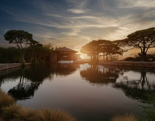 Obraz premium water, tree, lake, nature, landscape, river, sunset, sky, trees, reflection, forest, sun, blue, sunrise, spring, clouds, winter, dusk, summer, park, pond, evening, beautiful, green, sunlight