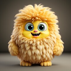 Fototapeta premium Cute yellow furry monster cartoon character