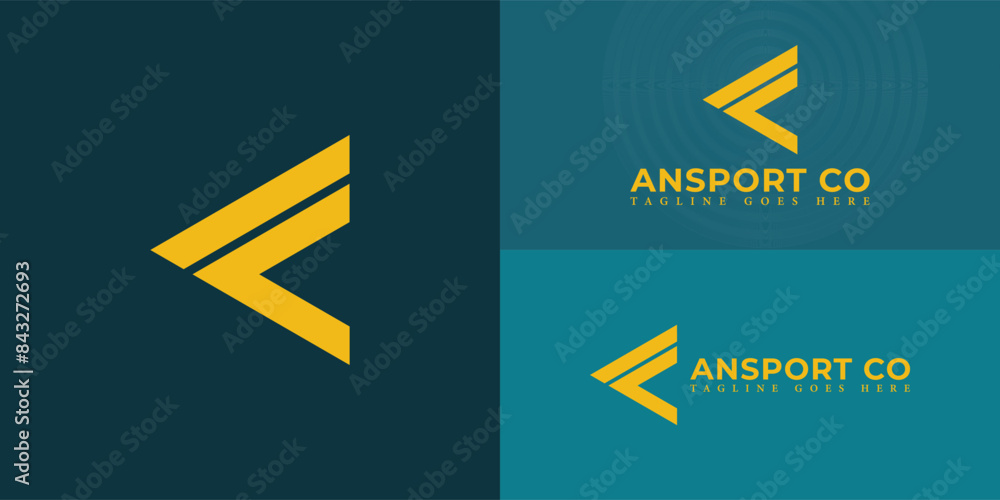 Poster abstract initial triangle letters ac or ca logo in yellow color isolated on multiple background colo