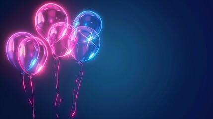 Obraz premium glowing neon balloons on dark blue background