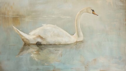 White swan on a lake reflecting peace and tranquility
