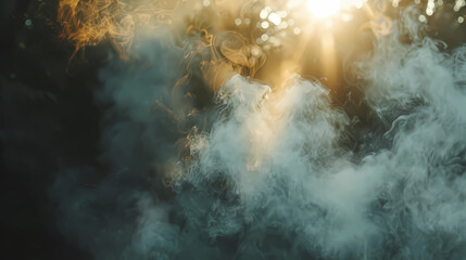Smoke creating abstract patterns against a dark background