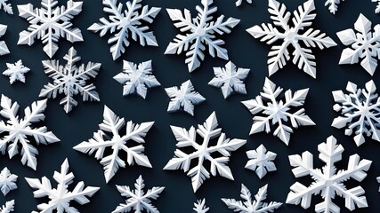Fototapeta premium Set of different snowflakes isolated on white background. Macro photo of real snow crystals.