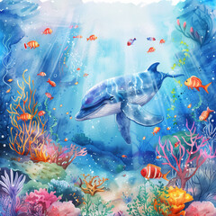 The beauty under the sea, watercolor pictures 