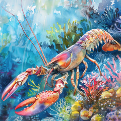 The beauty under the sea, watercolor pictures 