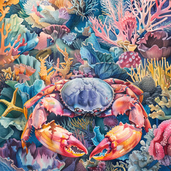 The beauty under the sea, watercolor pictures 