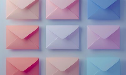 Envelopes icon 3d blender pastel color Abstract background with light colour palette