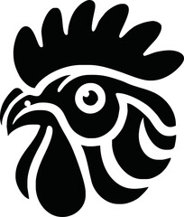 Chicken head silhouette. Rooster black icon on transparant background,png
