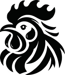 Chicken head silhouette. Rooster black icon on transparant background,png