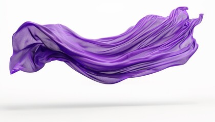 Floating Purple Fabric Against White Background..