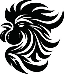 Chicken head silhouette. Rooster black icon on transparant background,png