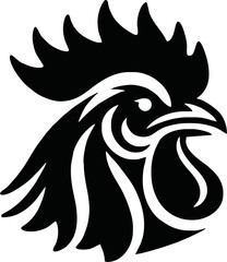 Chicken head silhouette. Rooster black icon on transparant background,png