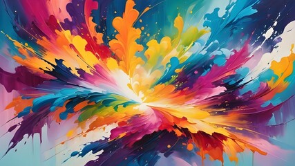 Obraz premium Abstract painting with vibrant colors . Fantasy concept , Illustration painting.