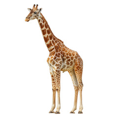 Fototapeta premium A giraffe standing on a white background